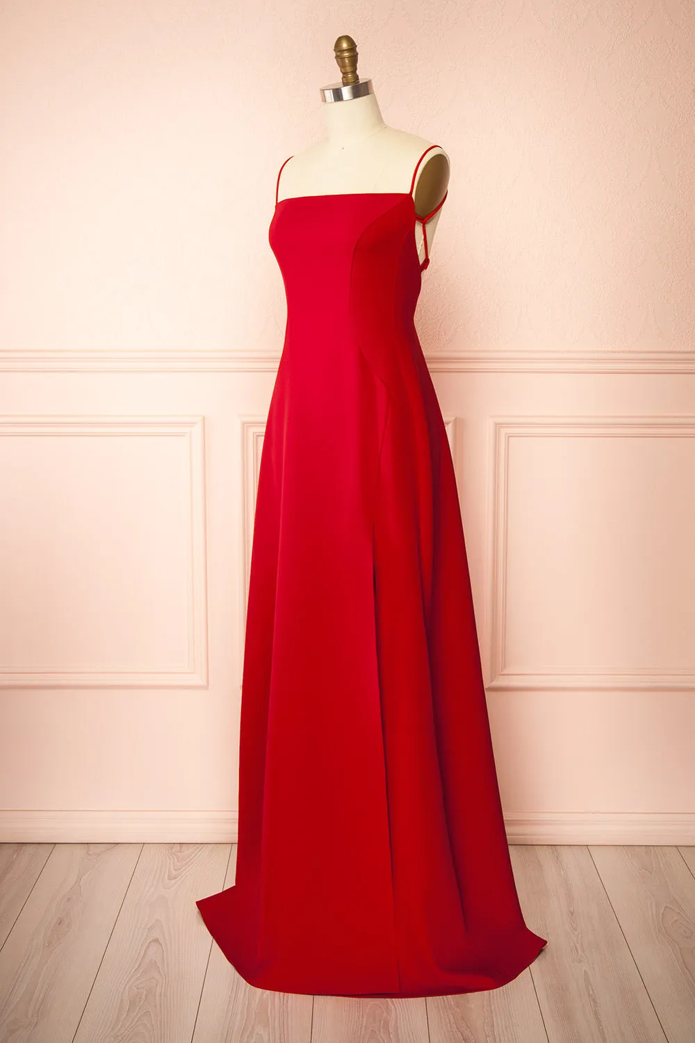 Izabella Red | A-line Maxi Dress with Open Back sold by Boutique 1861 product image thumbnail 4