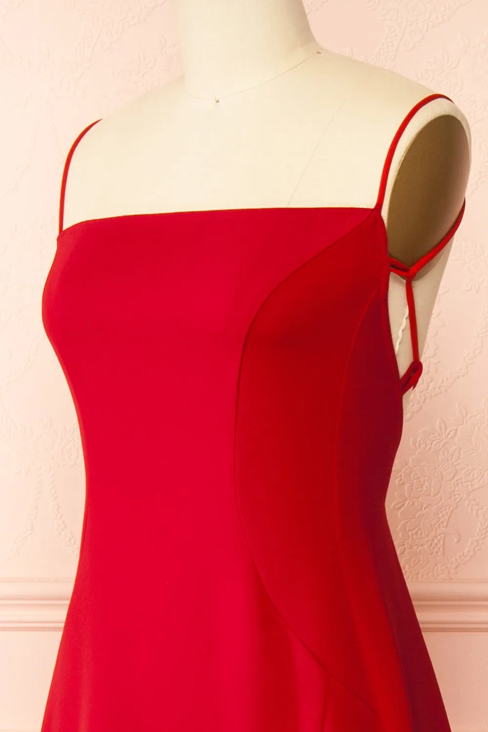 Izabella Red | A-line Maxi Dress with Open Back sold by Boutique 1861 product image thumbnail 5