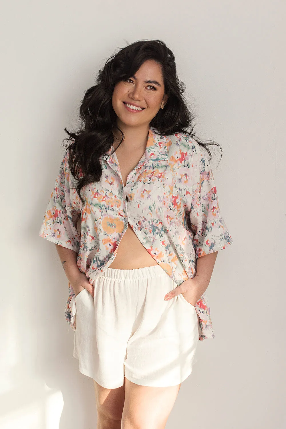 Warmel White | High-Waisted Linen Shorts sold by Boutique 1861 product image thumbnail 2