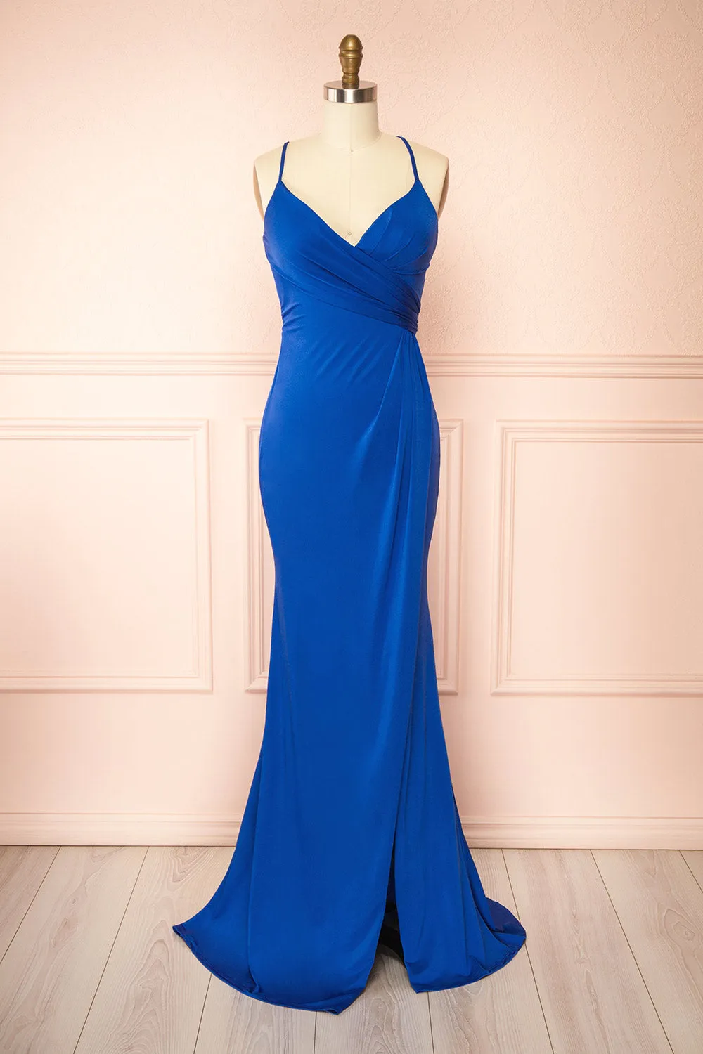 Shiva Blue | Mermaid Dress w/ Wrapped Bodice sold by Boutique 1861