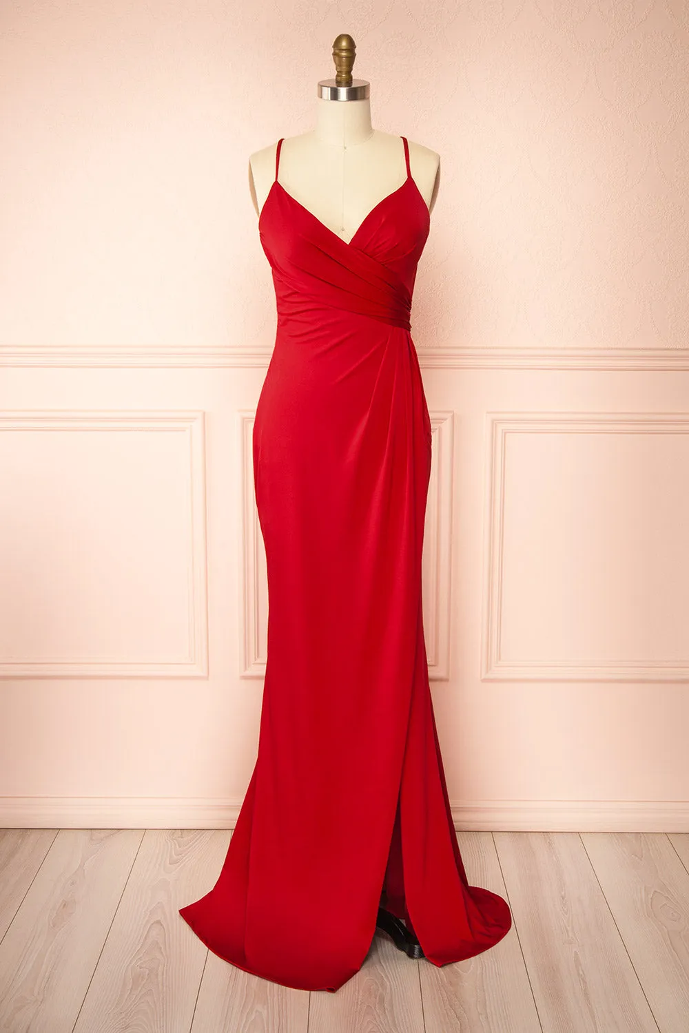 Shiva Red | Mermaid Dress w/ Wrapped Bodice sold by Boutique 1861