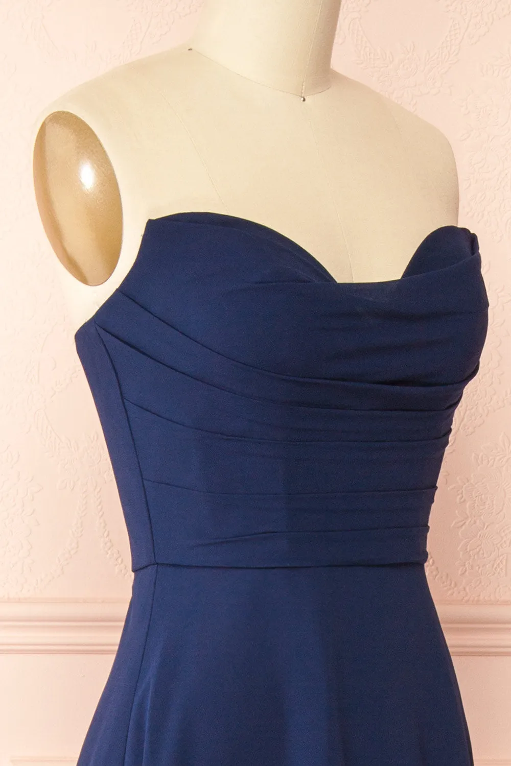 Janie Navy | Chiffon Maxi Dress with Sweetheart Neckline and Scarf sold by Boutique 1861 product image thumbnail 5