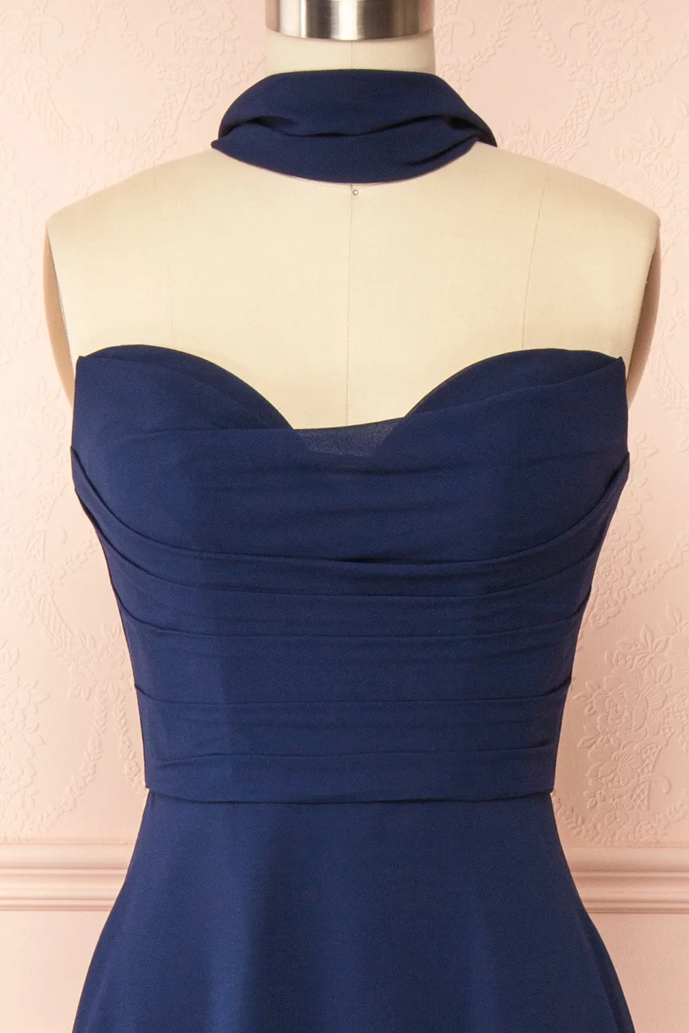 Janie Navy | Chiffon Maxi Dress with Sweetheart Neckline and Scarf sold by Boutique 1861 product image thumbnail 2