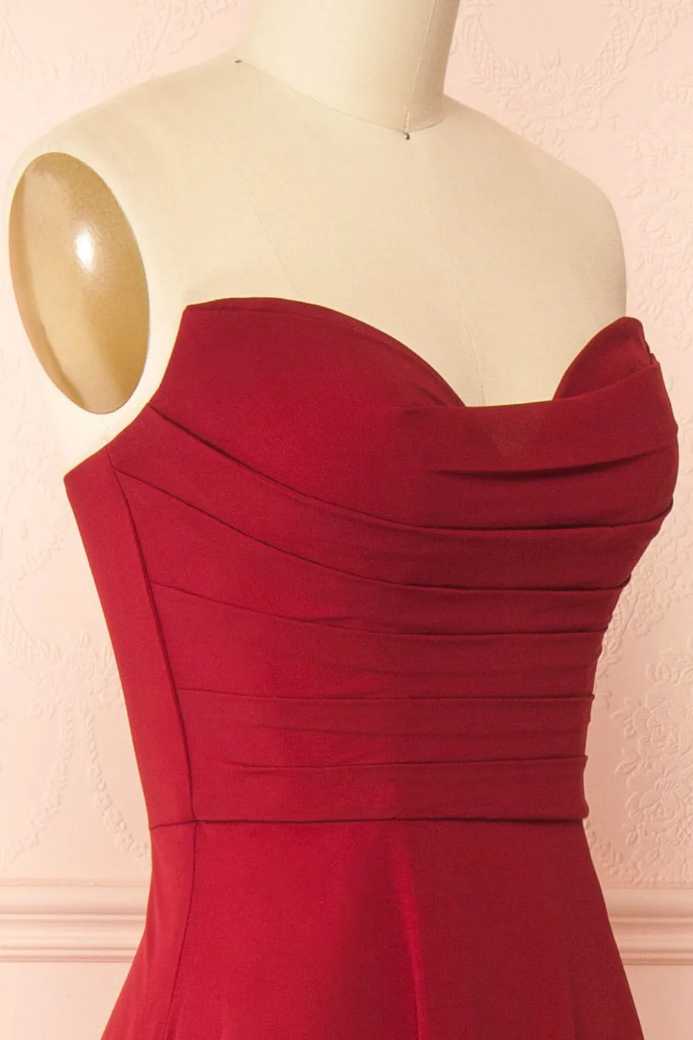 Janie Burgundy | Chiffon Maxi Dress with Sweetheart Neckline and Scarf sold by Boutique 1861 product image thumbnail 5