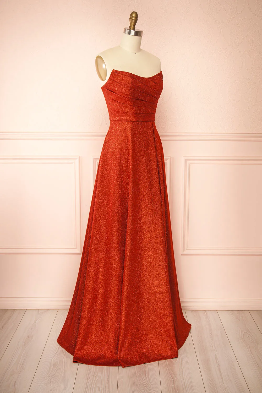 Fitzi Red | Sparkly Strapless Maxi Dress w/ Slit sold by Boutique 1861 product image thumbnail 4