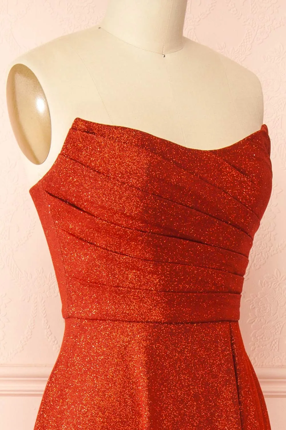 Fitzi Red | Sparkly Strapless Maxi Dress w/ Slit sold by Boutique 1861 product image thumbnail 5