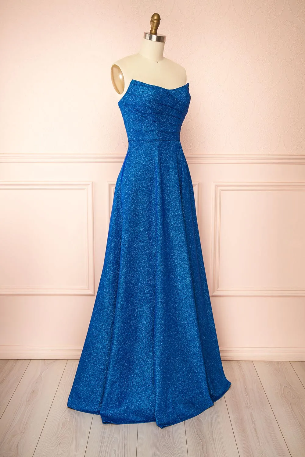 Fitzi Blue | Sparkly Strapless Maxi Dress w/ Slit sold by Boutique 1861 product image thumbnail 4