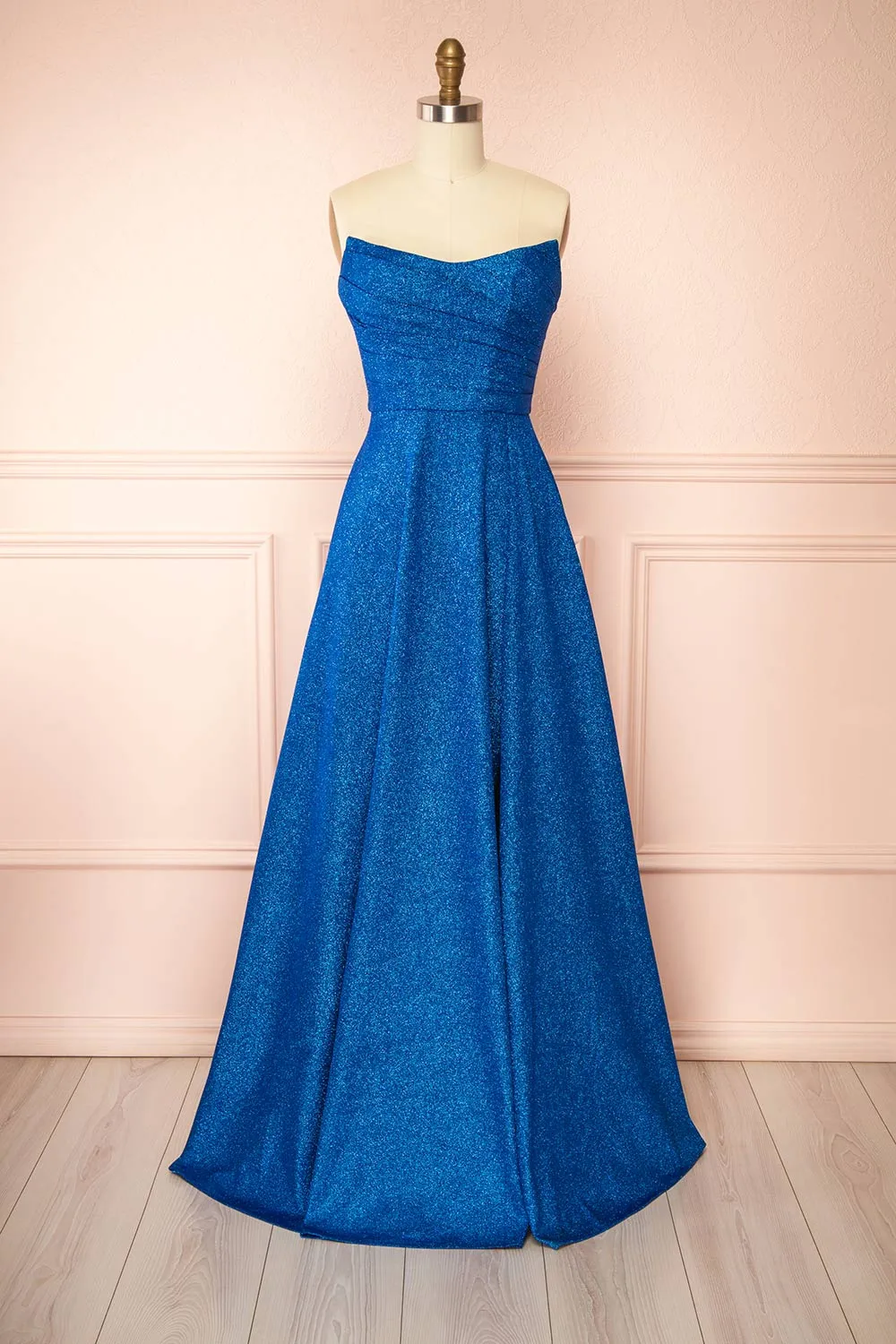 Fitzi Blue | Sparkly Strapless Maxi Dress w/ Slit sold by Boutique 1861