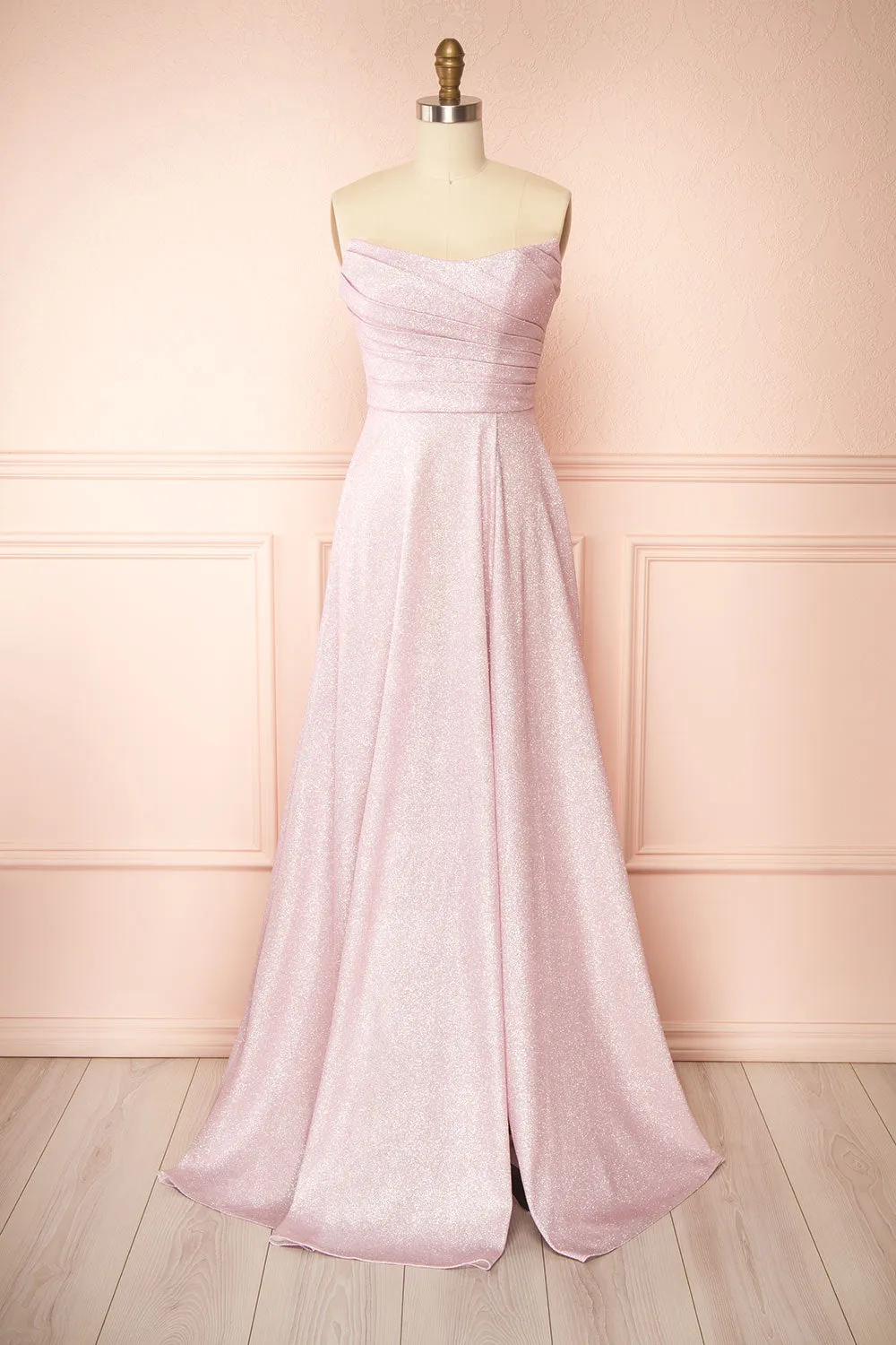 Fitzi Pink | Sparkly Strapless Maxi Dress with Pockets sold by Boutique 1861