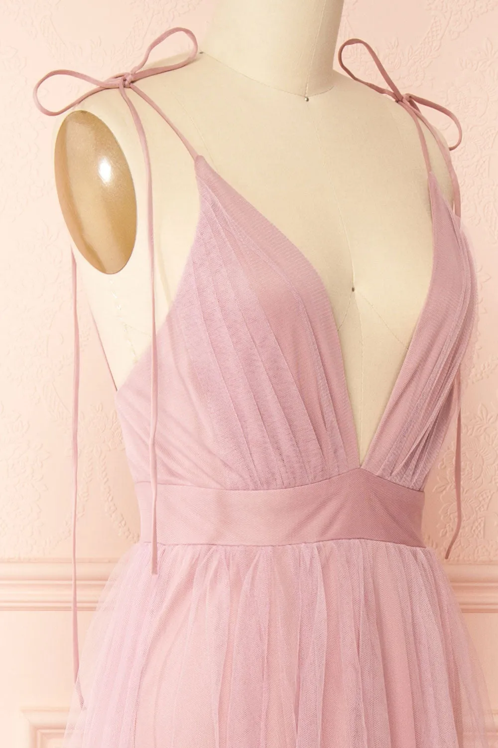 Hyedi Mauve | Tulle Gown with Plunging Neckline sold by Boutique 1861 product image thumbnail 5