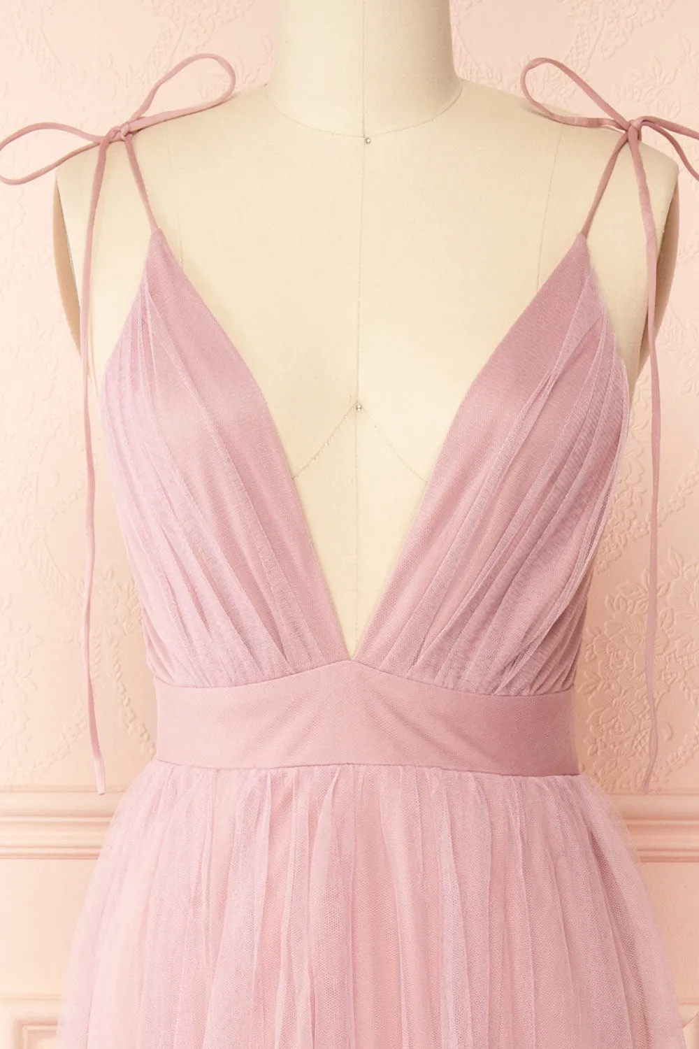 Hyedi Mauve | Tulle Gown with Plunging Neckline sold by Boutique 1861 product image thumbnail 3
