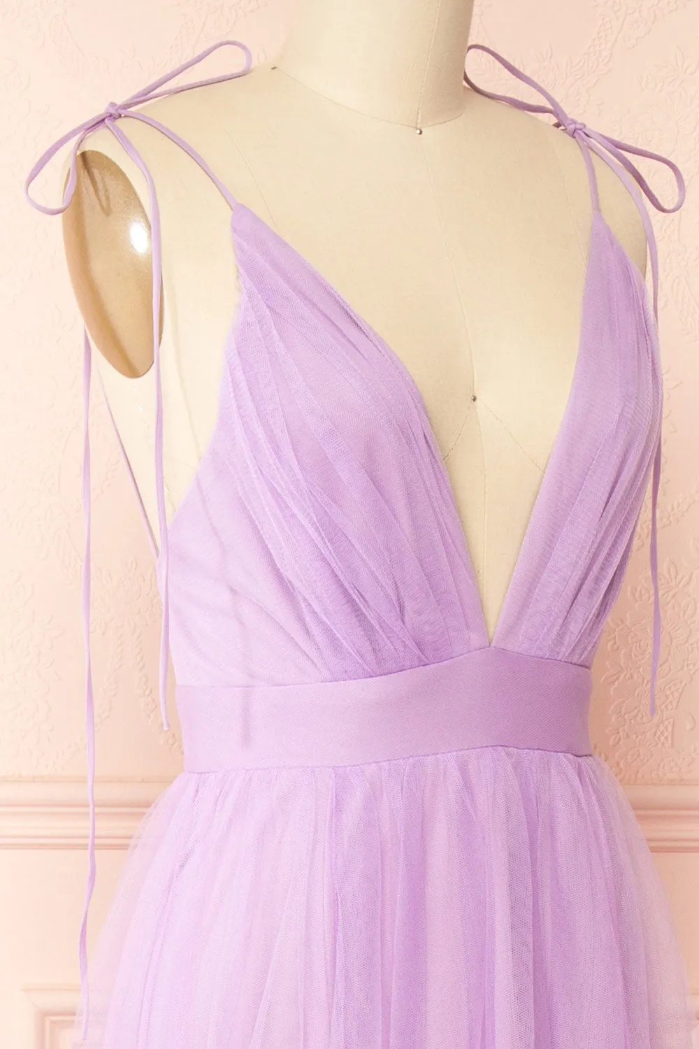 Hyedi Lavender | Tulle Gown with Plunging Neckline sold by Boutique 1861 product image thumbnail 5