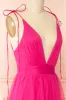Hyedi Fuchsia | Tulle Gown with Plunging Neckline sold by Boutique 1861