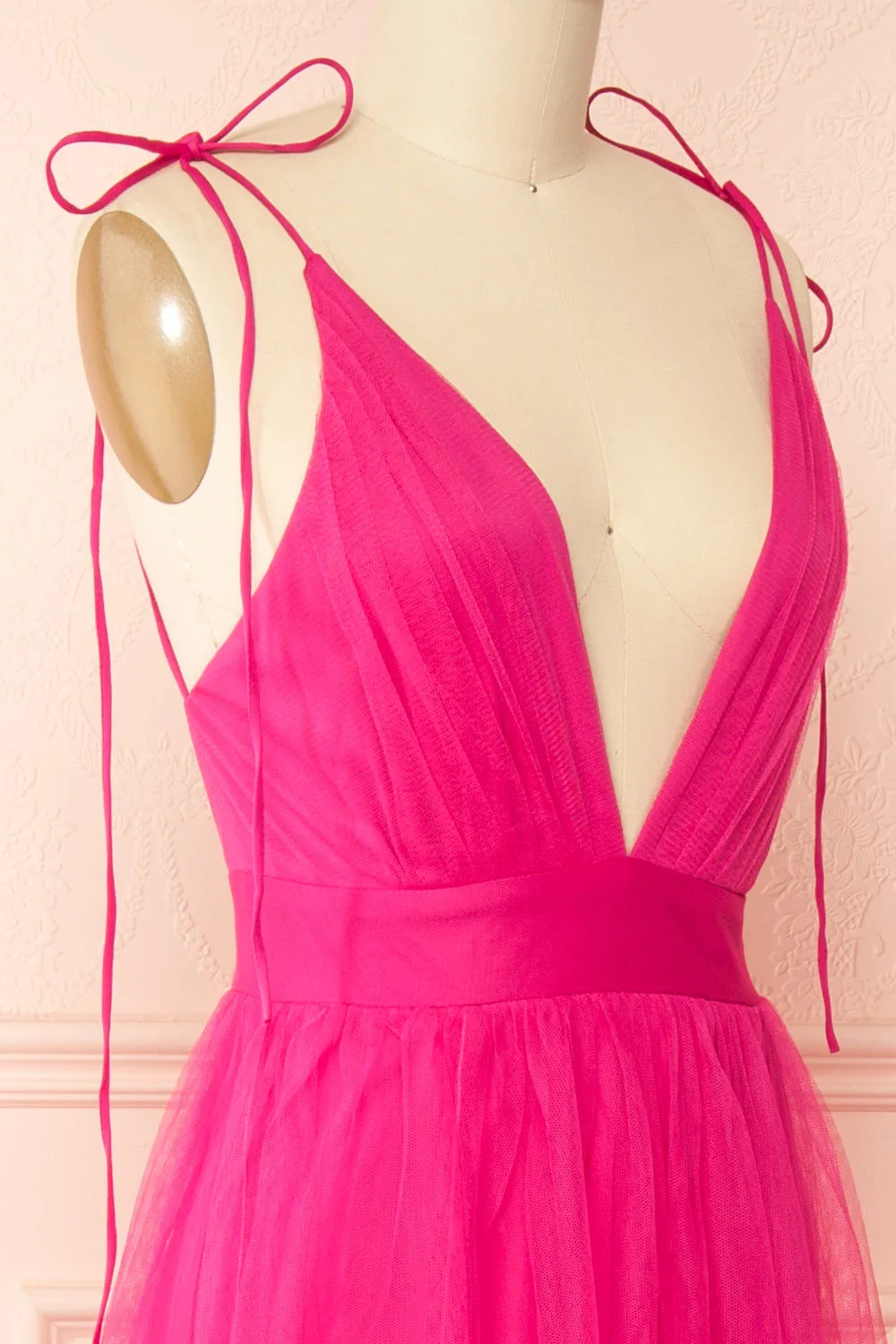 Hyedi Fuchsia | Tulle Gown with Plunging Neckline sold by Boutique 1861 product image thumbnail 5