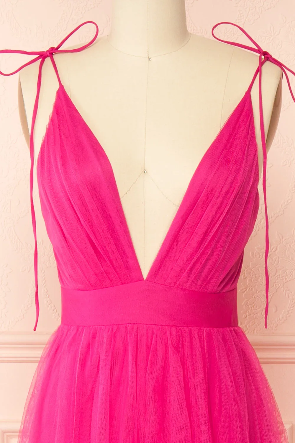 Hyedi Fuchsia | Tulle Gown with Plunging Neckline sold by Boutique 1861 product image thumbnail 3