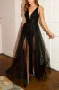 Hyedi Fuchsia | Tulle Gown with Plunging Neckline sold by Boutique 1861