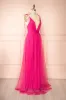 Hyedi Fuchsia | Tulle Gown with Plunging Neckline sold by Boutique 1861