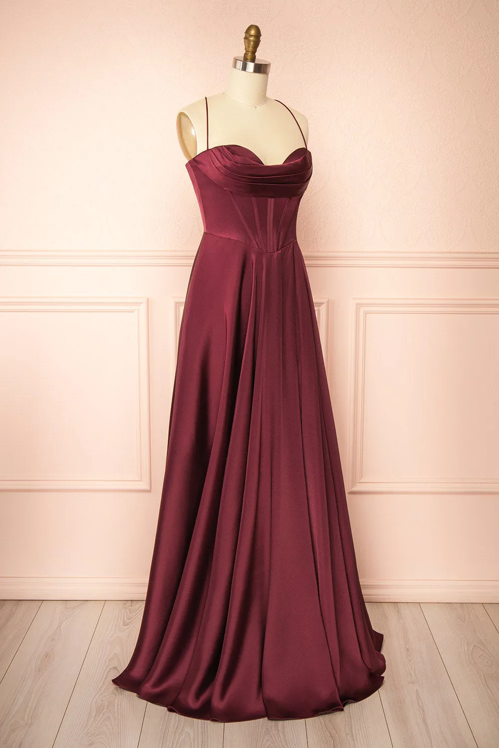 Misha Burgundy | Corset Cowl Neck Maxi Dress sold by Boutique 1861 product image thumbnail 4