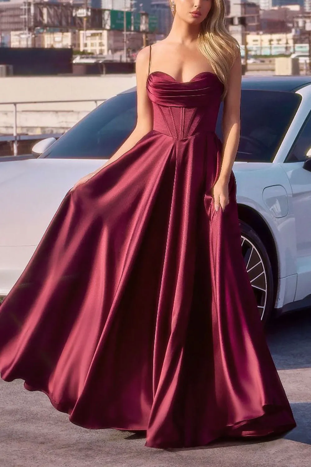 Misha Burgundy | Corset Cowl Neck Maxi Dress sold by Boutique 1861 product image thumbnail 2