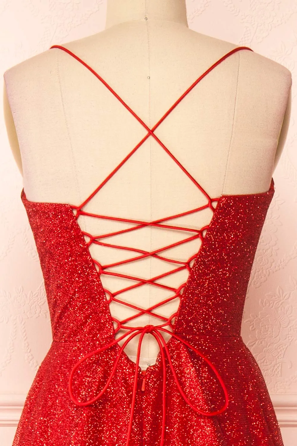 Lexy Red | Sparkly Cowl Neck Maxi Dress sold by Boutique 1861 product image thumbnail 4