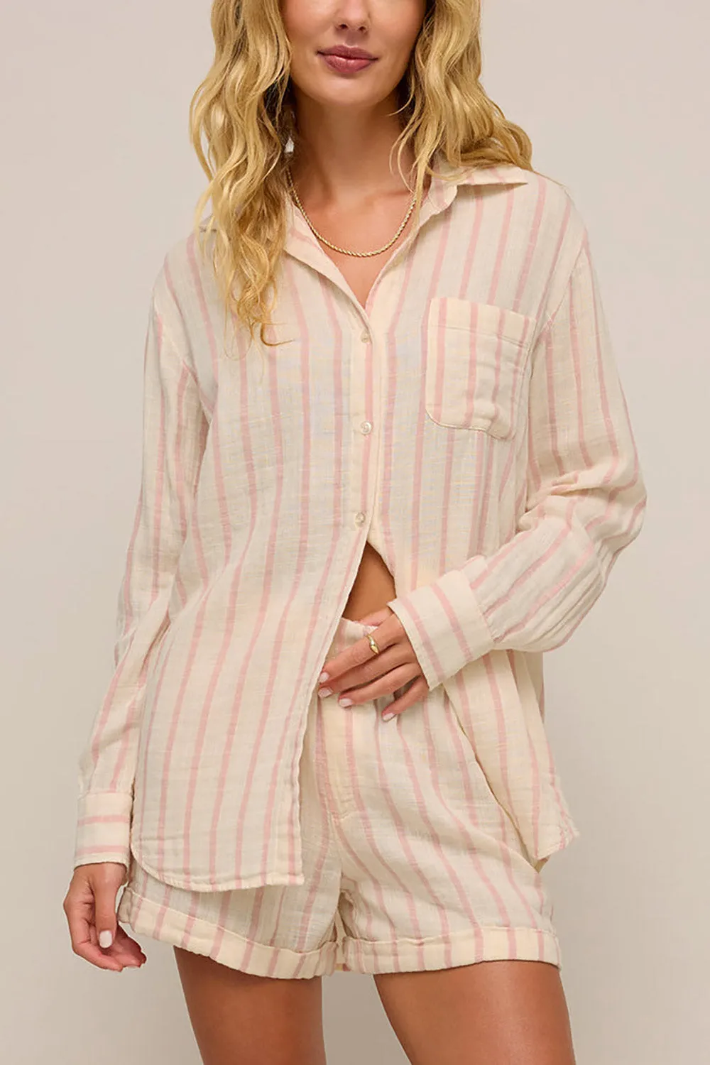 Pasadena | Striped Long Translucent Shirt sold by Boutique 1861 product image thumbnail 2