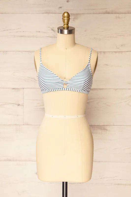 Keylow Stripes Blue | Bikini Top w/ Cut-Out sold by Boutique 1861