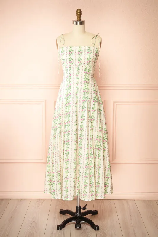 Ismara | Midi Dress w/ Vintage Floral Pattern sold by Boutique 1861