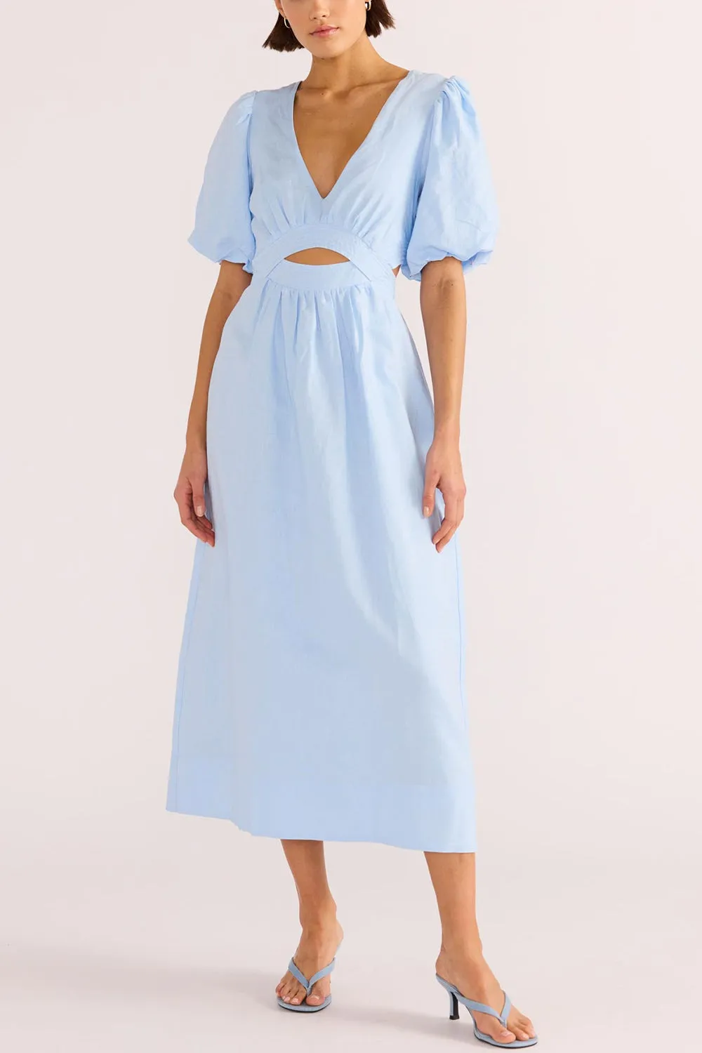 Elyssien | Blue Puff Sleeve Midi Dress sold by Boutique 1861 product image thumbnail 2