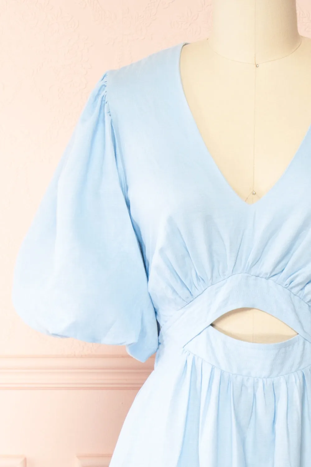 Elyssien | Blue Puff Sleeve Midi Dress sold by Boutique 1861 product image thumbnail 3