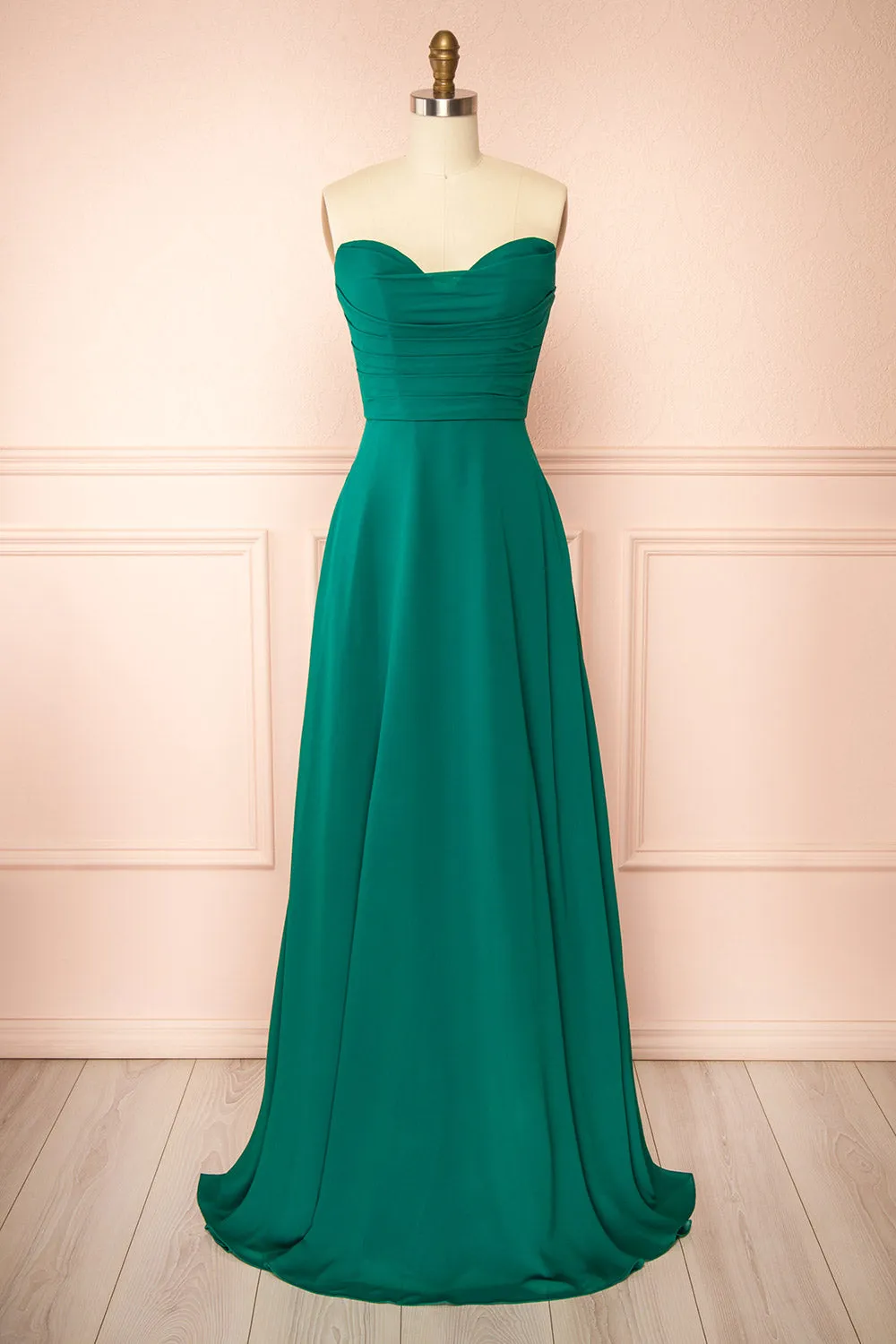 Janie Green | Chiffon Maxi Dress with Sweetheart Neckline and Scarf sold by Boutique 1861