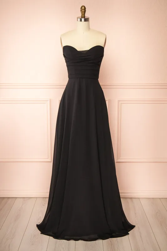 Janie Black | Chiffon Maxi Dress with Sweetheart Neckline sold by Boutique 1861