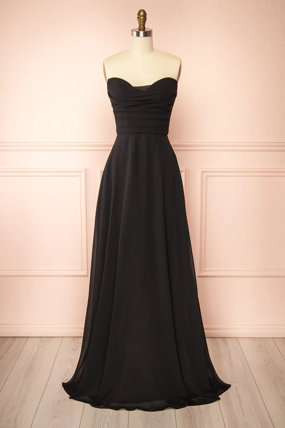 Janie Black | Chiffon Maxi Dress with Sweetheart Neckline sold by Boutique 1861