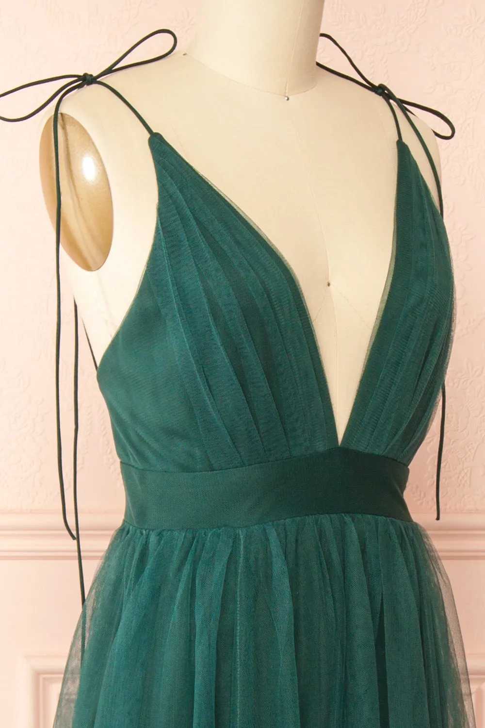 Hyedi Green | Tulle Gown with Plunging Neckline sold by Boutique 1861 product image thumbnail 5