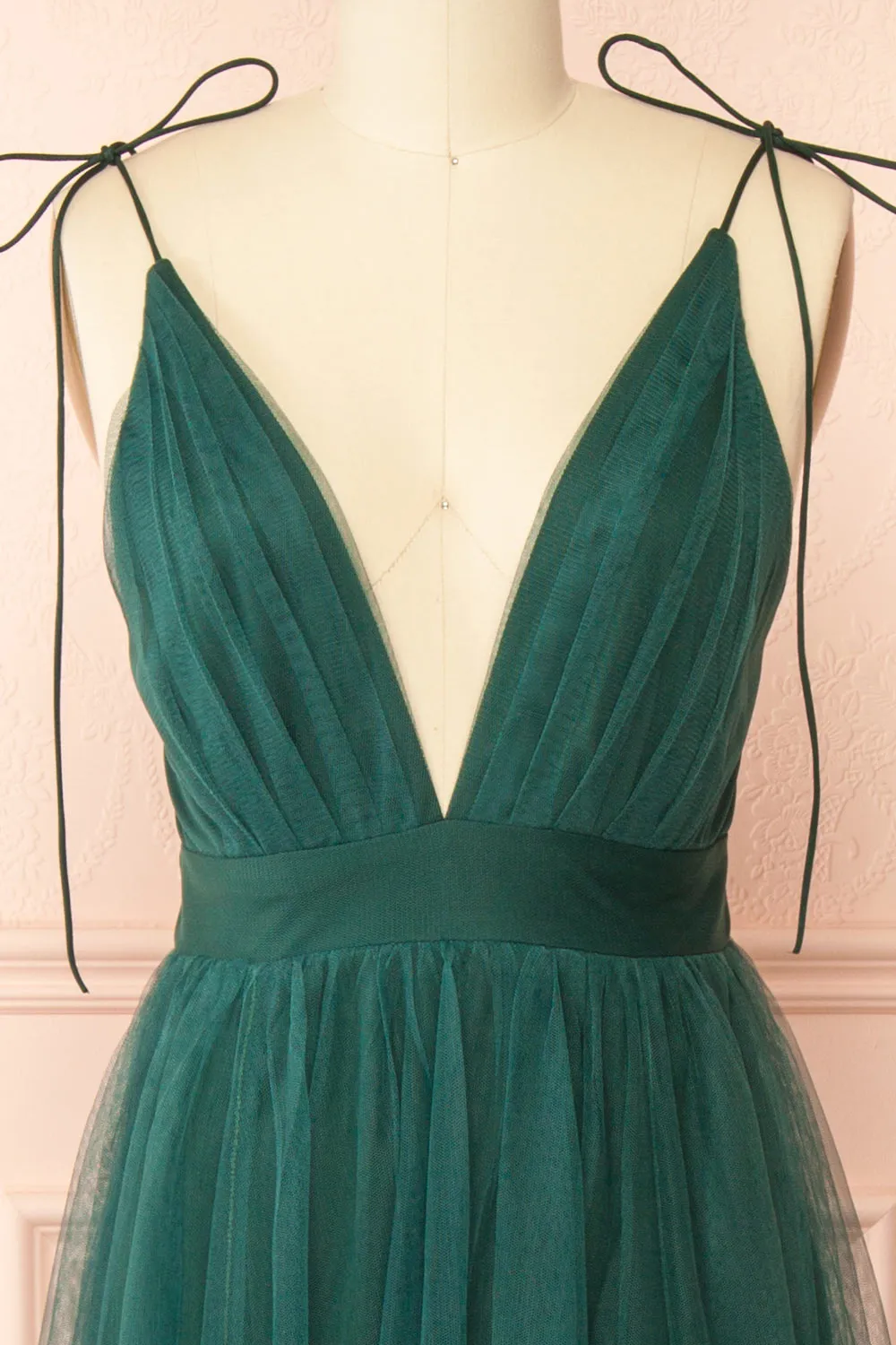 Hyedi Green | Tulle Gown with Plunging Neckline sold by Boutique 1861 product image thumbnail 3