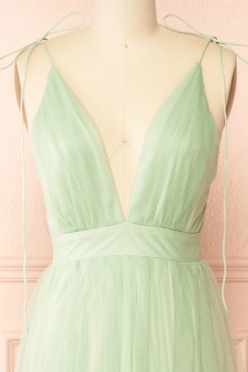 Hyedi Sage | Tulle Gown with Plunging Neckline sold by Boutique 1861 product image thumbnail 3