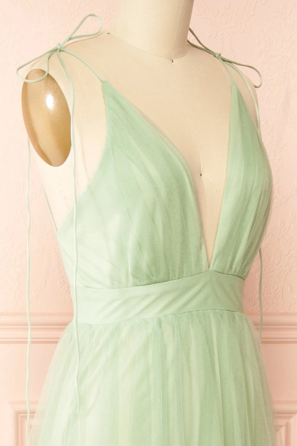 Hyedi Sage | Tulle Gown with Plunging Neckline sold by Boutique 1861 product image thumbnail 5