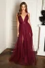 Hyedi Navy | Tulle Gown with Plunging Neckline sold by Boutique 1861