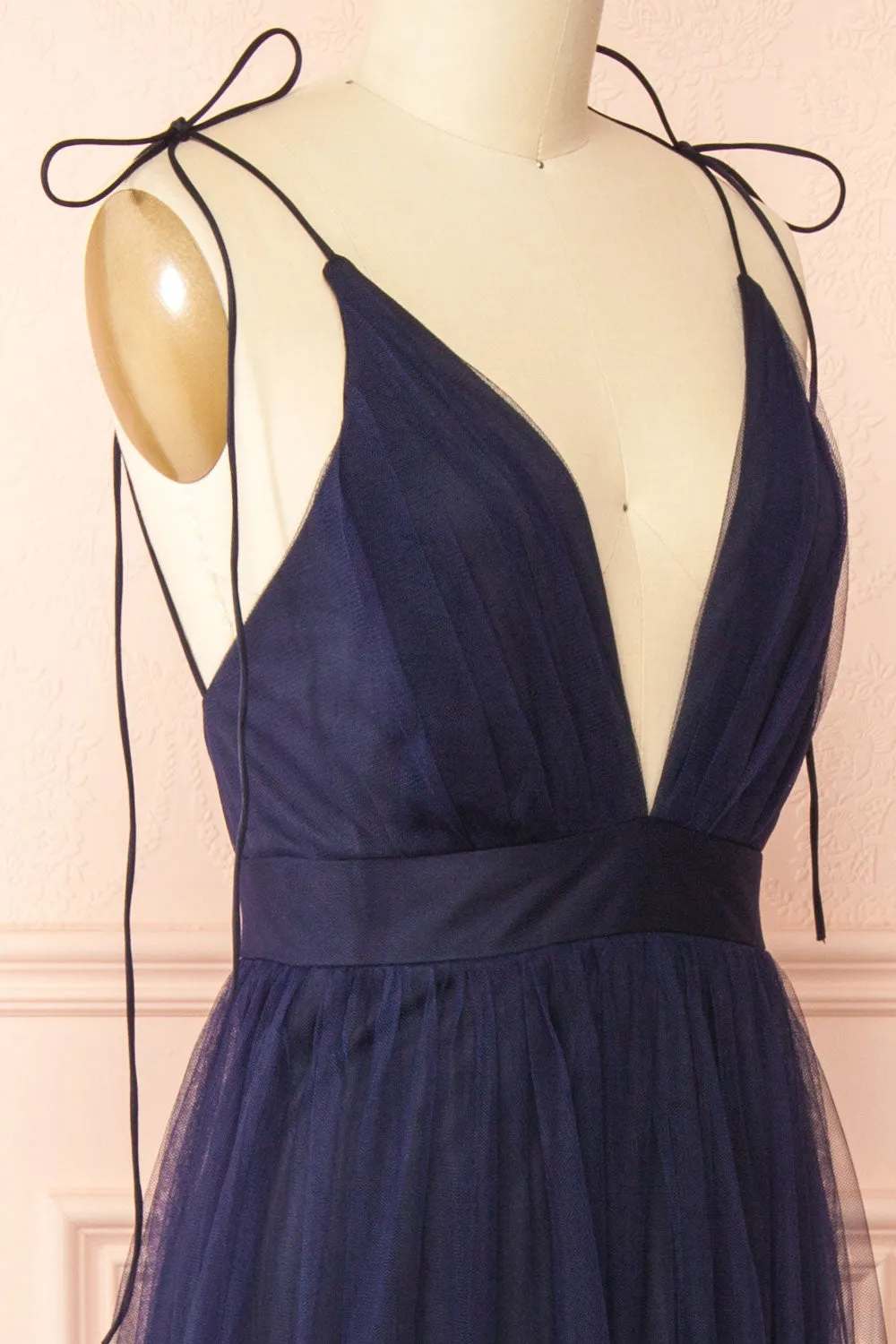 Hyedi Navy | Tulle Gown with Plunging Neckline sold by Boutique 1861 product image thumbnail 5