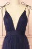 Hyedi Navy | Tulle Gown with Plunging Neckline sold by Boutique 1861