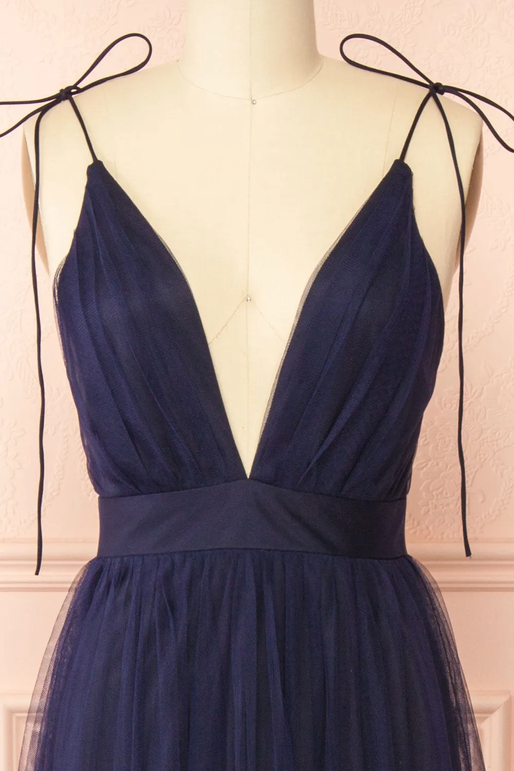 Hyedi Navy | Tulle Gown with Plunging Neckline sold by Boutique 1861 product image thumbnail 3