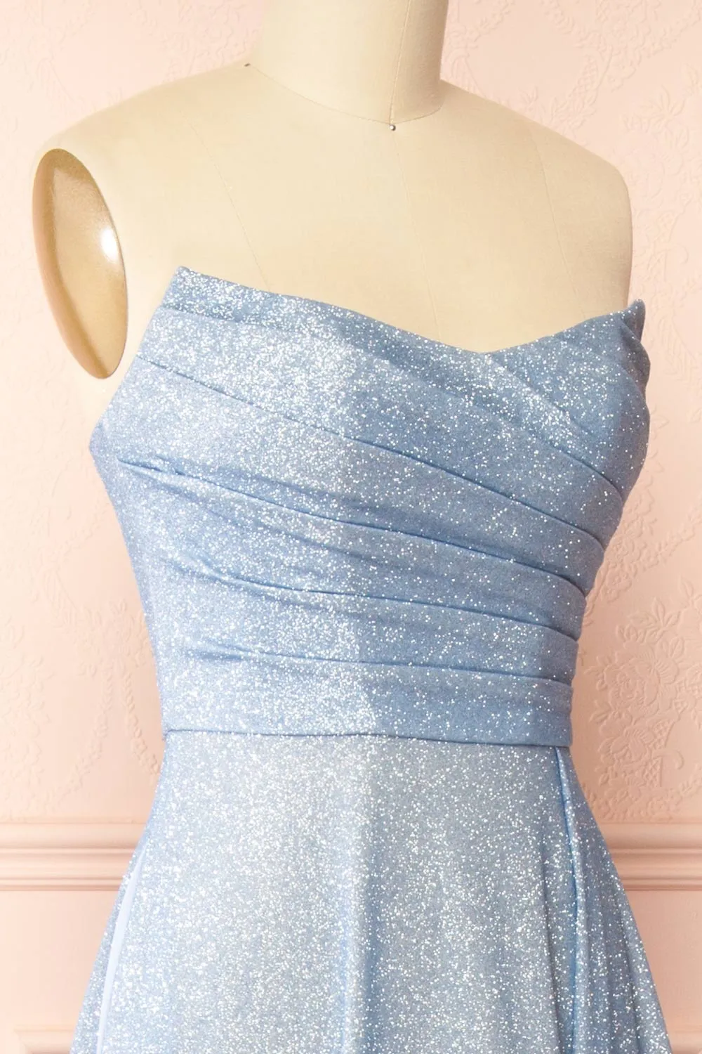 Fitzi Light Blue | Sparkly Strapless Maxi Dress w/ Slit sold by Boutique 1861 product image thumbnail 5