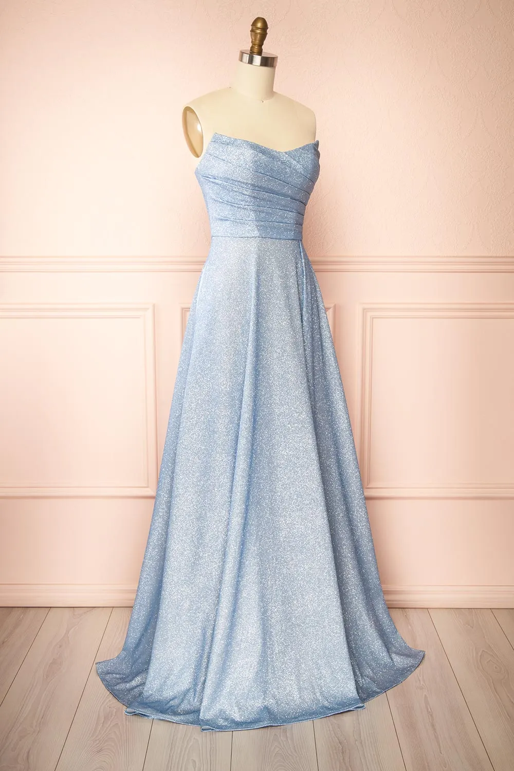 Fitzi Light Blue | Sparkly Strapless Maxi Dress w/ Slit sold by Boutique 1861 product image thumbnail 4