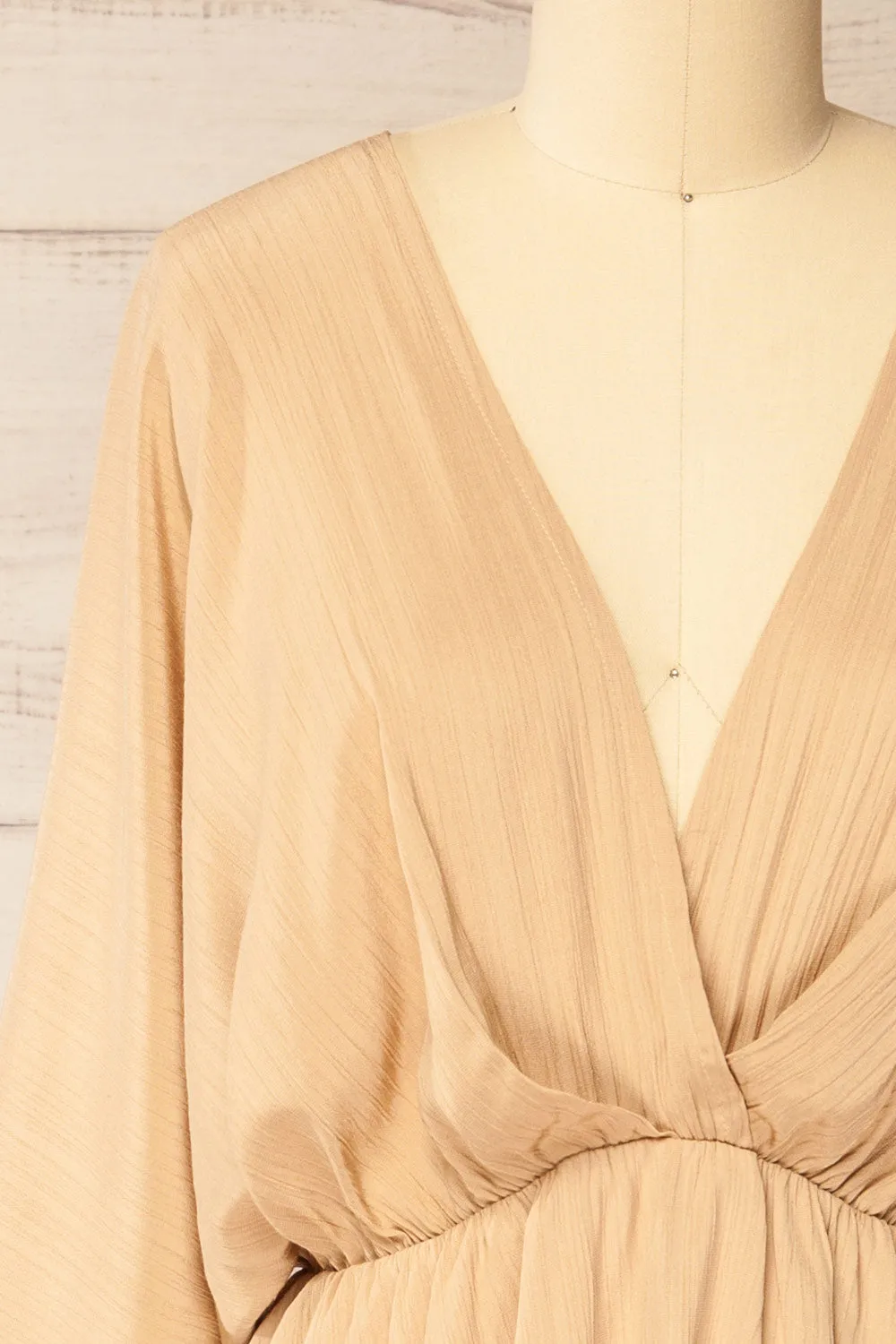 Aberdour Beige | Short Dress w/ Batwing Sleeves sold by Boutique 1861 product image thumbnail 3