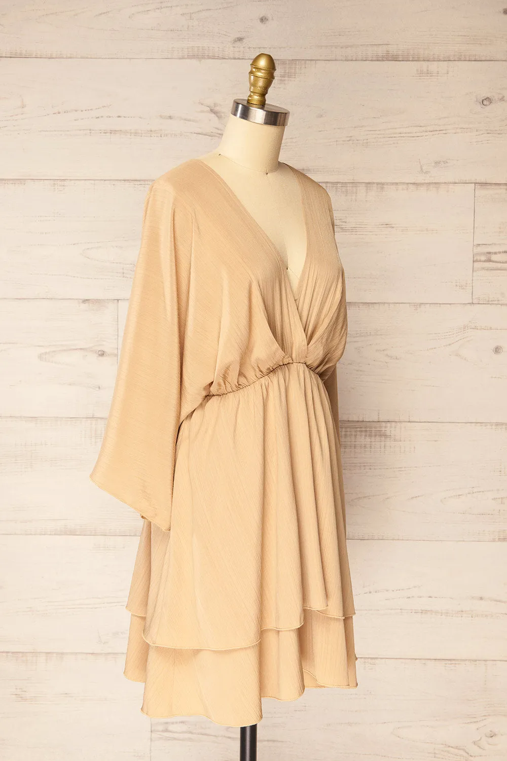 Aberdour Beige | Short Dress w/ Batwing Sleeves sold by Boutique 1861 product image thumbnail 4