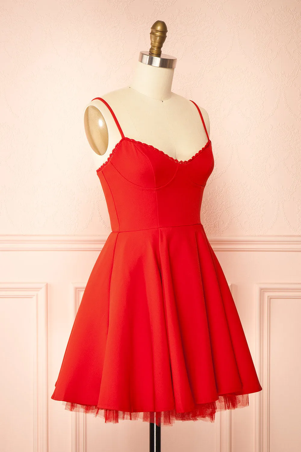 Rayla Red | Mini A-line Dress w/ Tulle sold by Boutique 1861 product image thumbnail 3