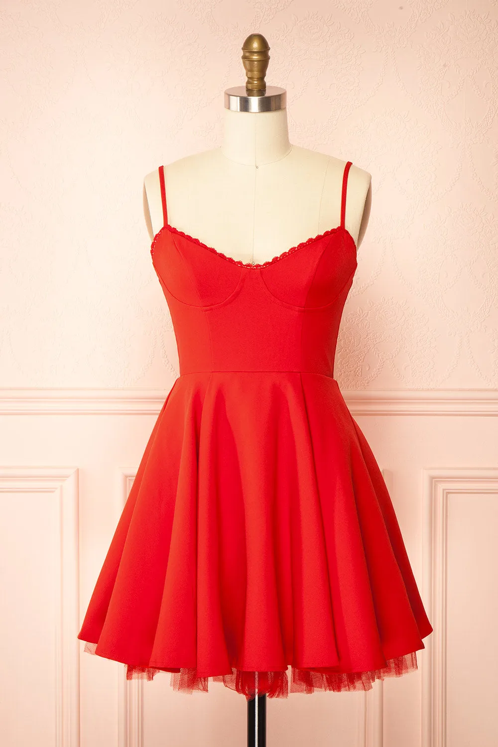 Rayla Red | Mini A-line Dress w/ Tulle sold by Boutique 1861