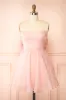 Heejin | Blush Organza Mini Dress with Back Bow sold by Boutique 1861