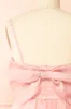 Heejin | Blush Organza Mini Dress with Back Bow sold by Boutique 1861