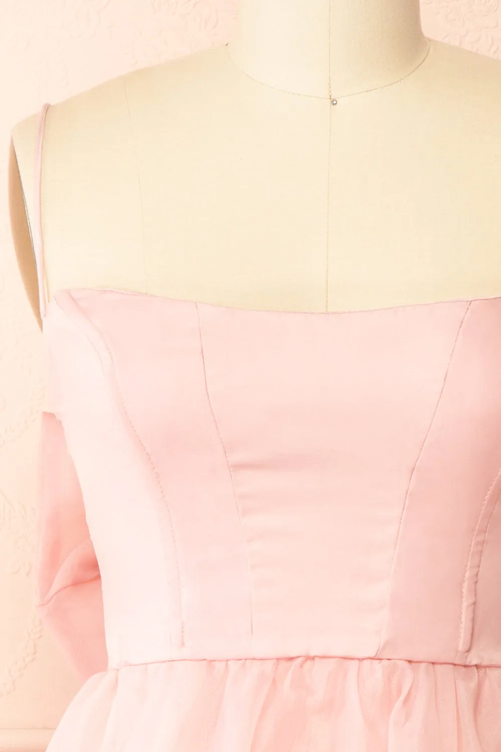 Heejin | Blush Organza Mini Dress with Back Bow sold by Boutique 1861 product image thumbnail 4