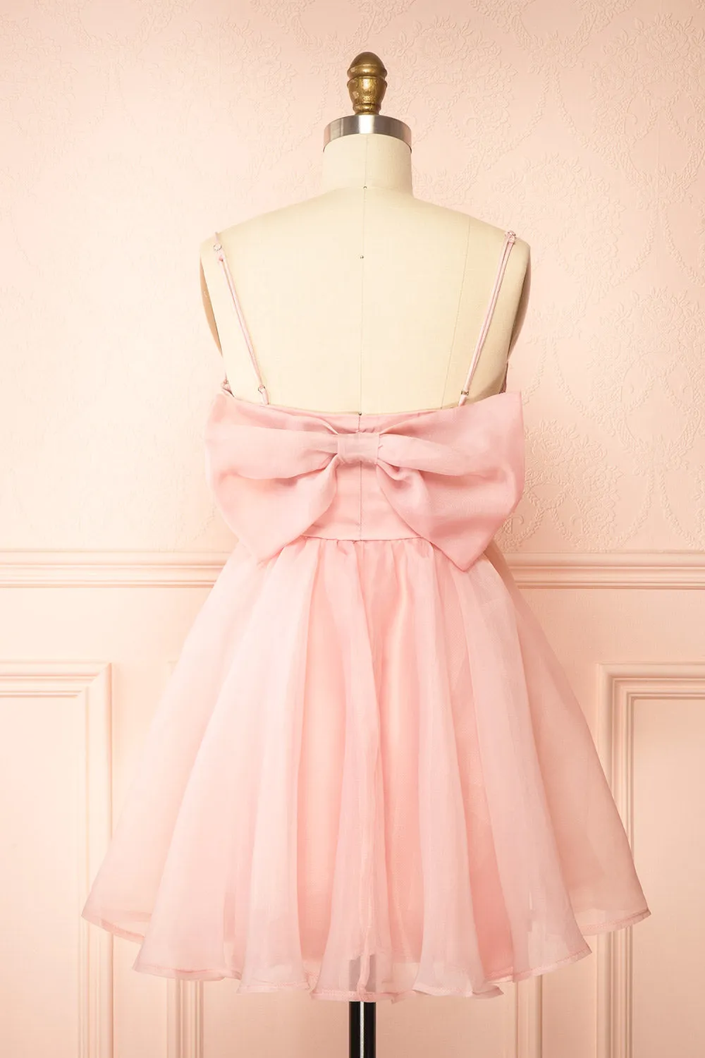 Heejin | Blush Organza Mini Dress with Back Bow sold by Boutique 1861 product image thumbnail 3